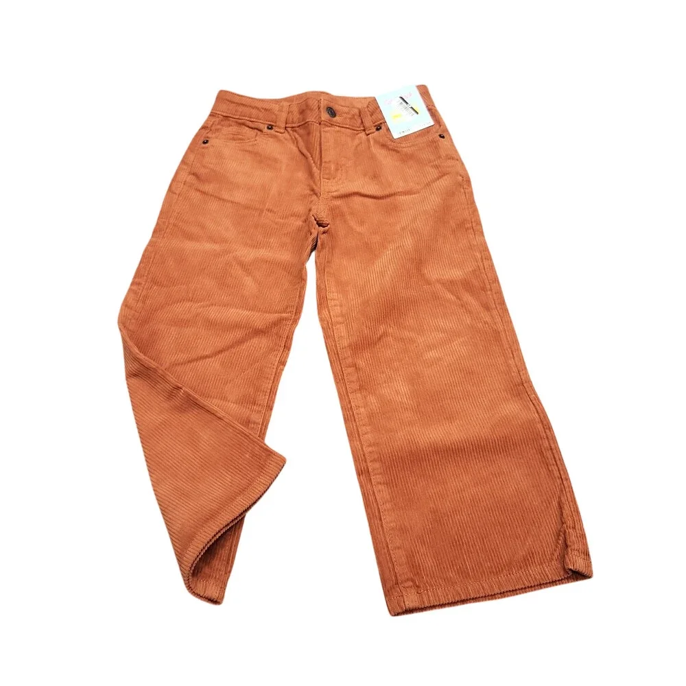 Girls' Wide Leg Corduroy Crop Pants - Cat & Jack Orange Brown 8